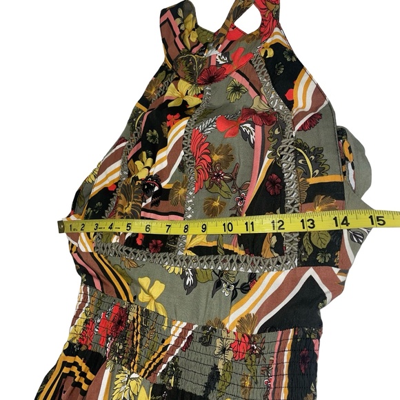 Abel The Label Floral Geometric Print Maxi Halter Top Sleeveless Dress Sz L - Picture 10 of 14